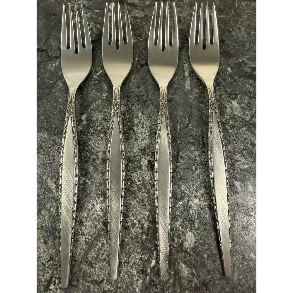 Oneida Community VENETIA Stainless Dinner Fork Burnished Glossy Flatware Lot 4